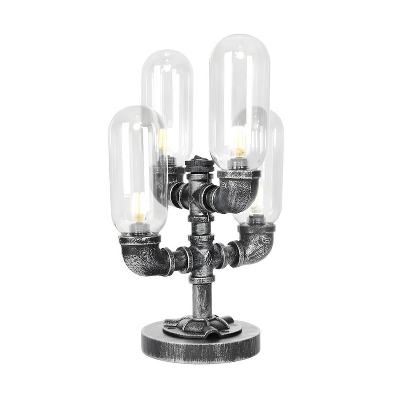 1/4/5-Bulb Capsule Shade Table Ligting Industrial Clear/Amber Glass Night Lamp for Bedroom | Auvris