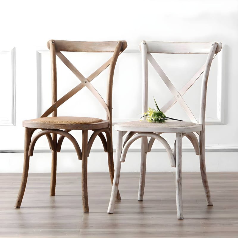 Bentwood Armless Dining Chairs Oak Cross Back Side Chair z drewno Legs | Auvris