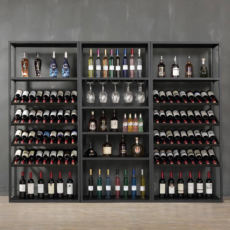 70"H Metal Floor Wine Bottle & Glass Rack Industrial Wine Rack | Auvris