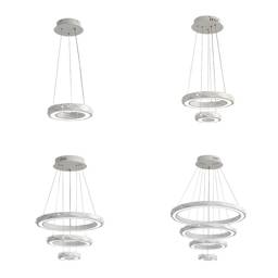 1/2/3-Light Dining Room Pendant Light with Ring Acrylic Shade White Ceiling Chandelier in Warm/White Light