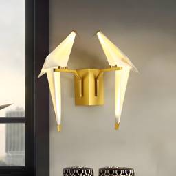 1/2-Light Dining Room Sconce Light Fixture with Birdie Plastic Shade Modernist White Wall Lamp in Warm/White Light