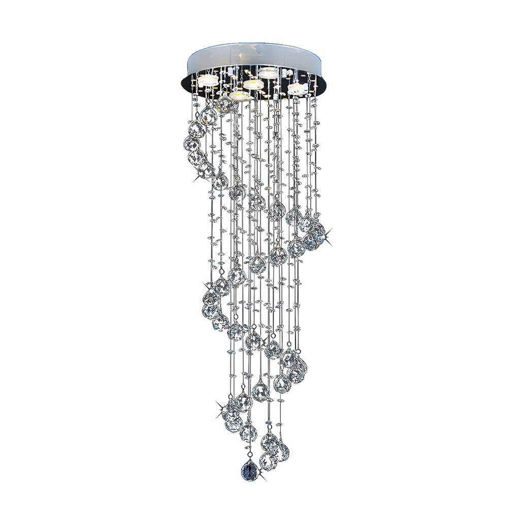 1/3/5-電球 クリスタル Draping Flush ライト モダン Stainless Steel Spiral リビングルーム 天井 Mount Lamp | Auvris