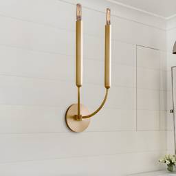 1/2 Bulbs Tube Wall Lamp Tradition Metal Sconce Light Fixture in Black/Brass for Dining Room