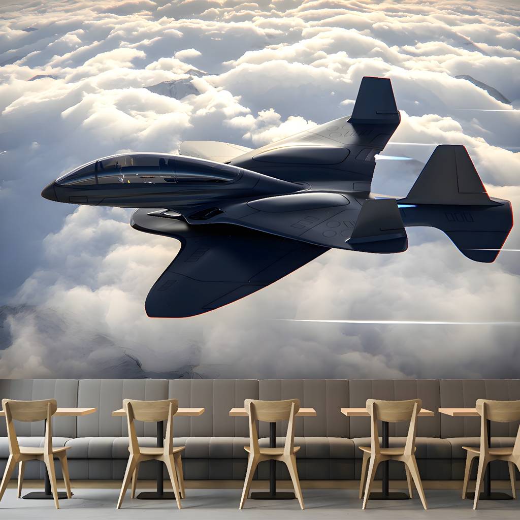 3D Airplane Minimalistic Moisture Resistant Meeting Room Wall Art, Washable | Auvris