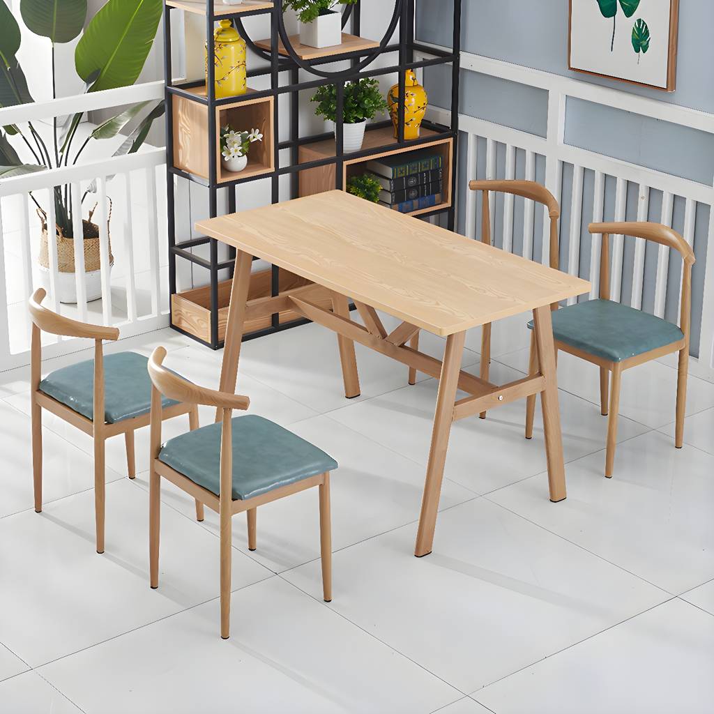 5 Pcs MDF moderno sala de jantar Set com Rectangle Table and Pedestal Base Dining Set | Auvris