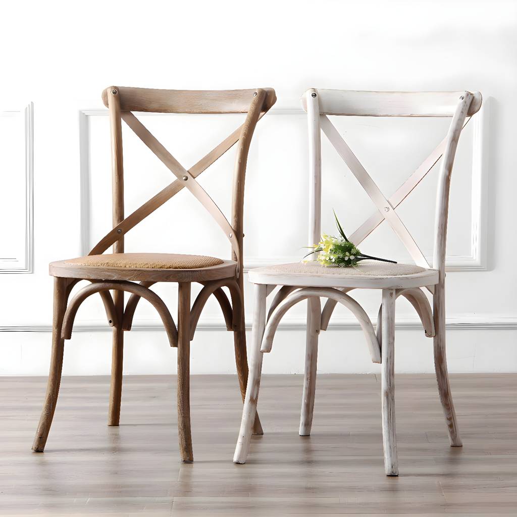 Bentwood Armless Dining Chairs Oak Cross Back Side Chair con legno Legs | Auvris