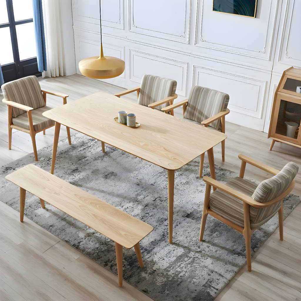 Ash Holz Rectangle Table modern Dining Table mit 4 Legs für Restaurant, in Nature | Auvris