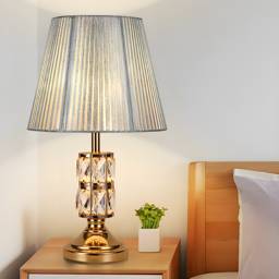1 Bulb Dining Room Table Lamp Modern Gold Desk Light with Wide Flare Fabric Shade
