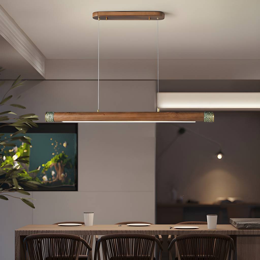 1 ライト Cylinder Island 照明 Fixtures コンテンポラリー 木製 Island Pendants in ブラウン | Auvris