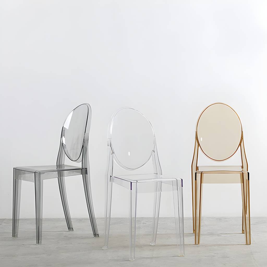 Acrylic Modern Indoor-Outdoor Side Chair Home Open Back Dining Side Chair | Auvris