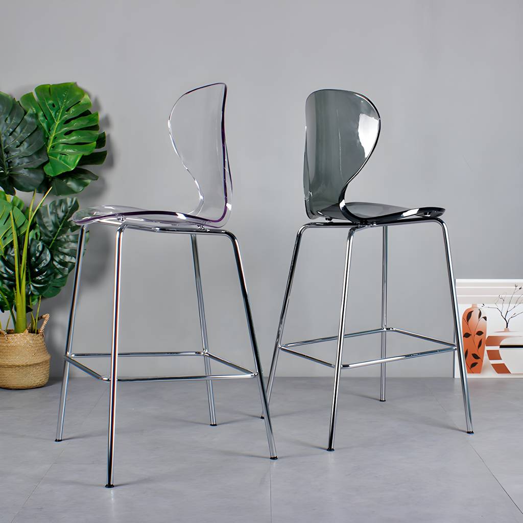 28-inch Height Barstool Modern Indoor Transparent Plastic Bar Stool | Auvris