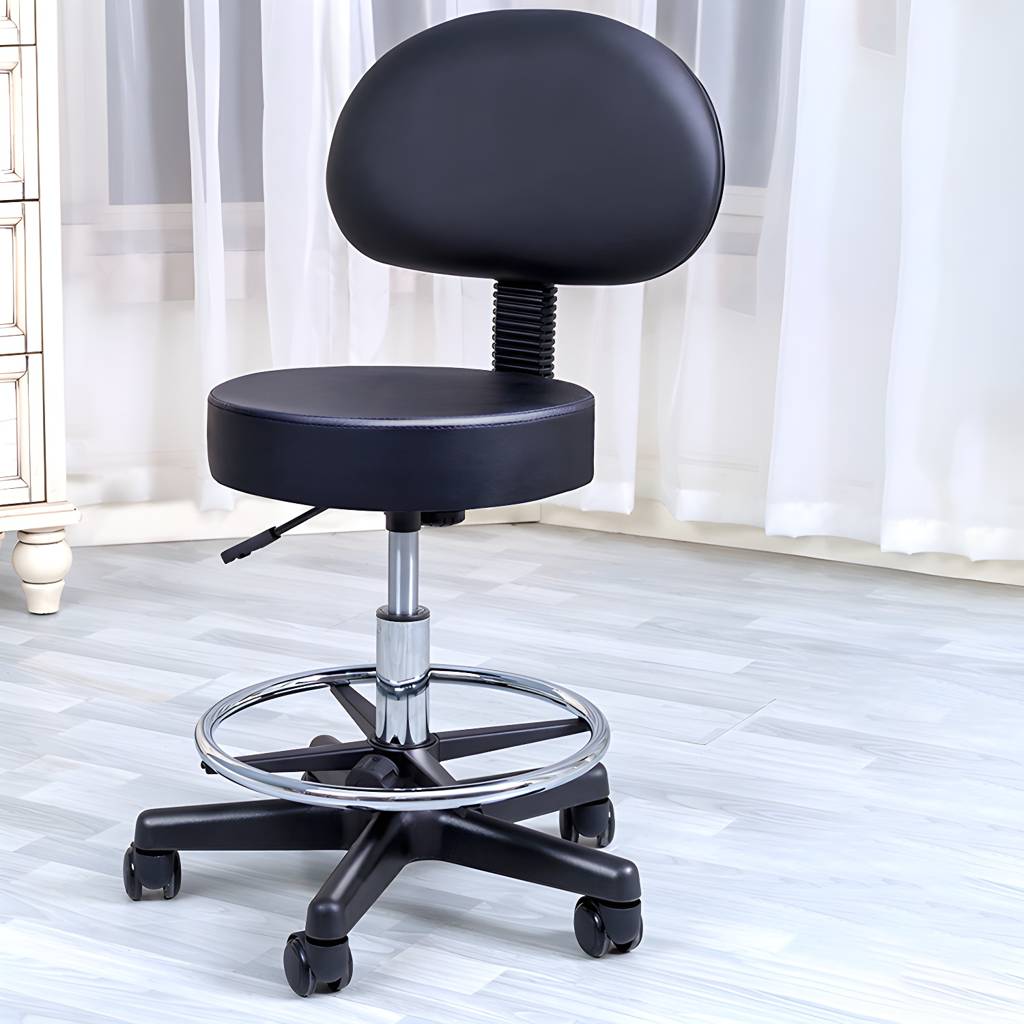 1 Pcs Scandinavian Adjustable Height Counter Stools Metal Black Bar Stools with Footrest | Auvris