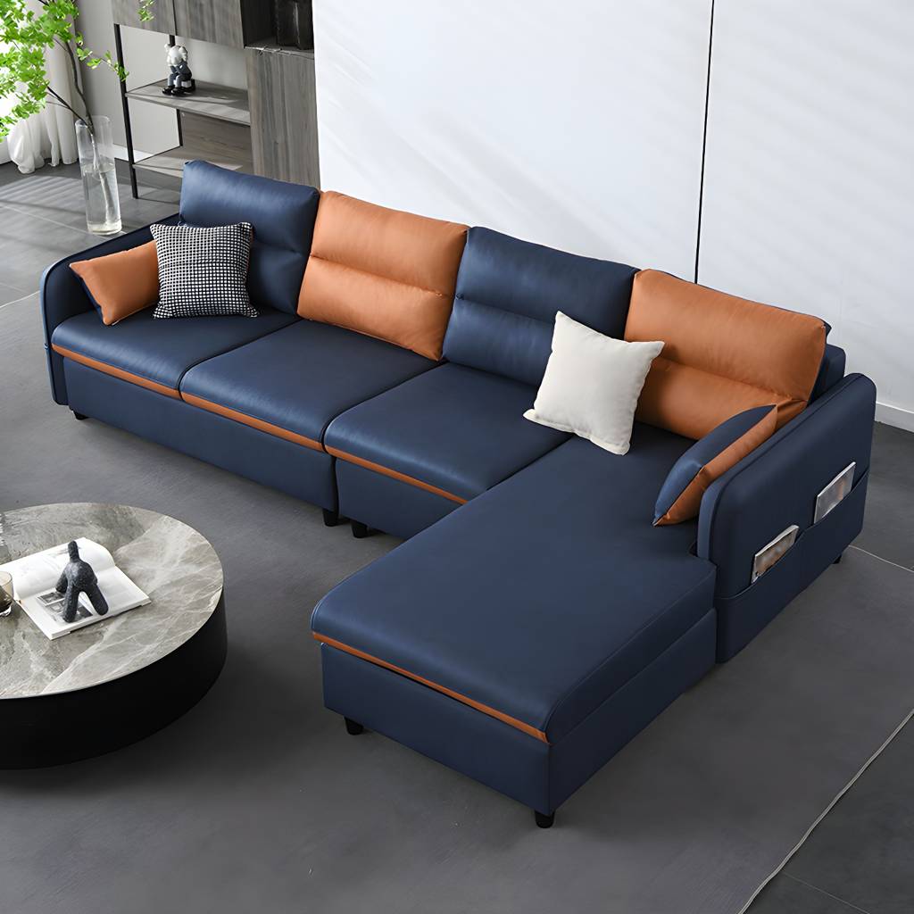 102.36"D x 62.99"W x 29.53"H Fabric Cushions Square Arm Sofa with Storage | Auvris
