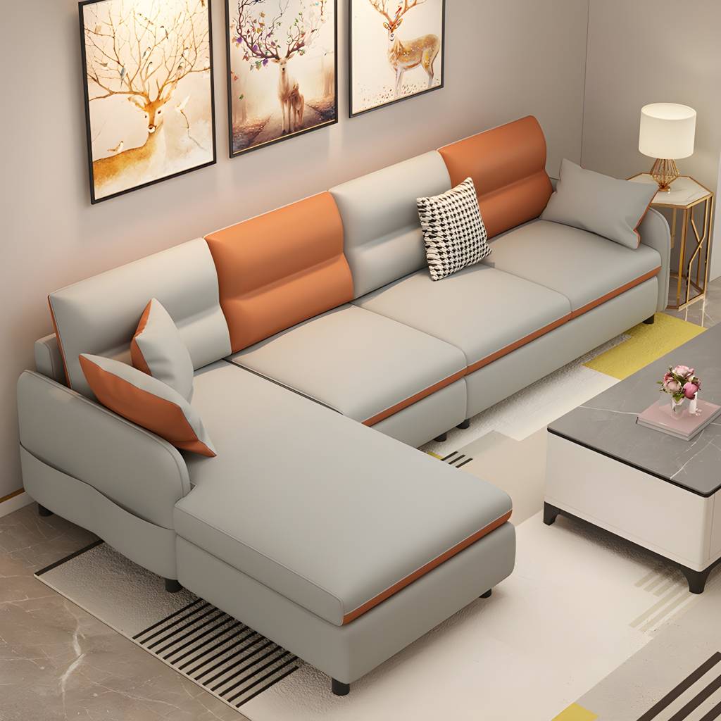 102.36" D x 62.99" W x 29.52" H Stain Resistant Faux Leather Square Arm Sofa | Auvris