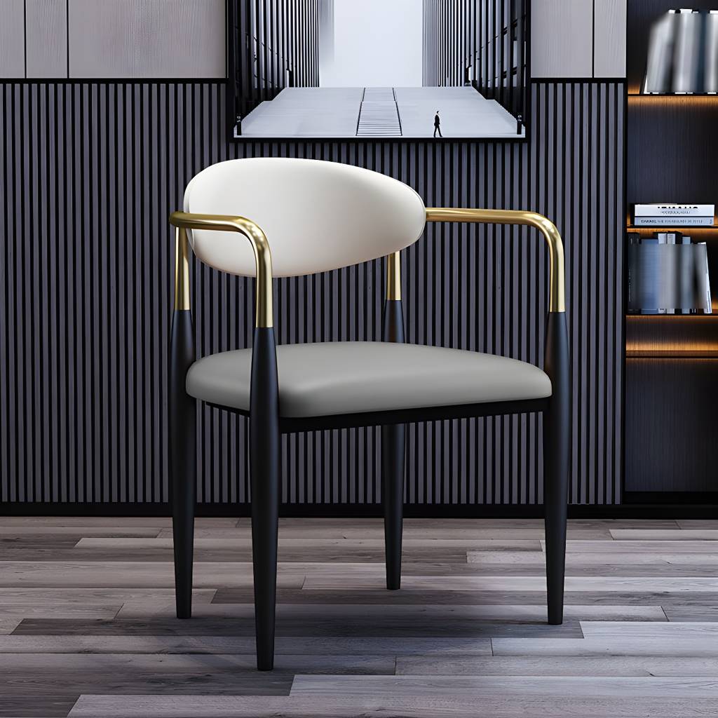 Arm Dining Chairs Industrial Faux Leather Side Chairs for Dining Room | Auvris