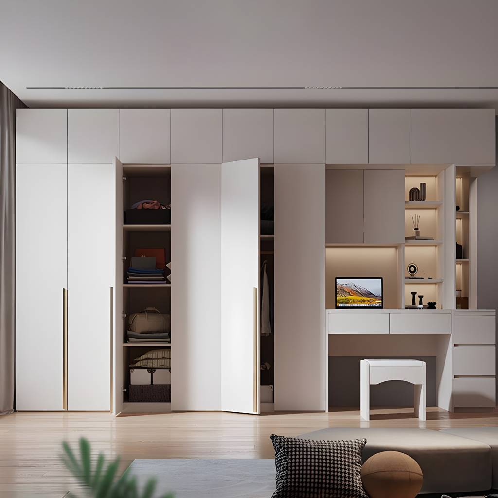 Bedroom Storage Cabinet with Hinged Door Manufactured Wood Modern Cabinet | Auvris