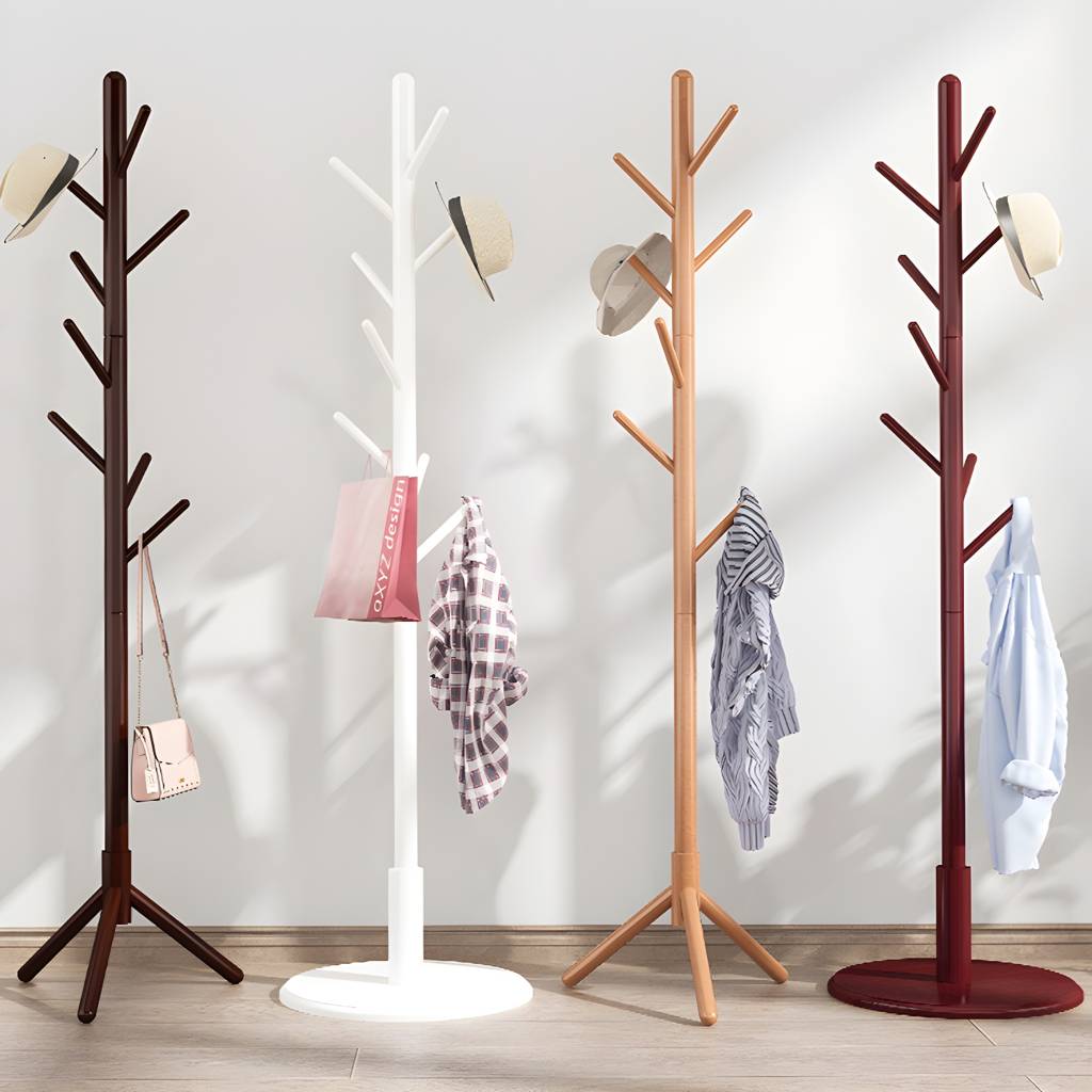 Coastal Entryway Kit,Hall Tree with 8 Hooks in Brown-Engineered Wood | Auvris