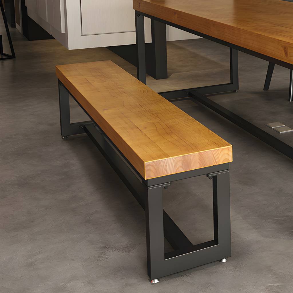 11.8" Wide Solid Wood Bench Natural Dining Bench Wood with Metal Legs | Auvris