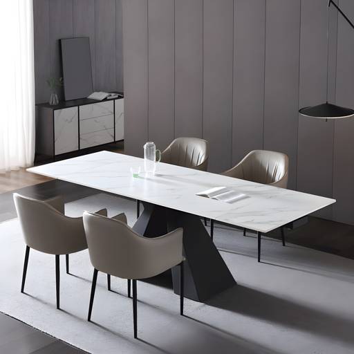 Modern Style Sintered Stone Dining Table Set Rectangle 1/2/5 Pieces Dining Set