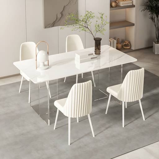Sintered Stone Top Table Double Pedestal Table for Home Kitchen Dinner