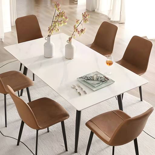 Rectangle Sintered Stone Dining Table Industrial Kitchen Table with 4 Legs