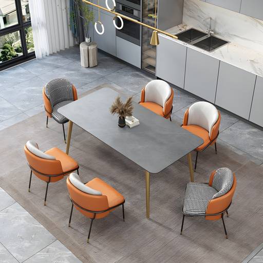 Gray Stone Top Dining Table Contemporary Dining Table with 4 Legs