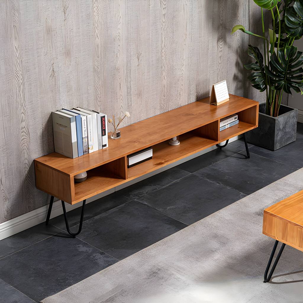 13.78"W TV Stand Scandinavian Style Open Storage TV Console for Living Room | Auvris