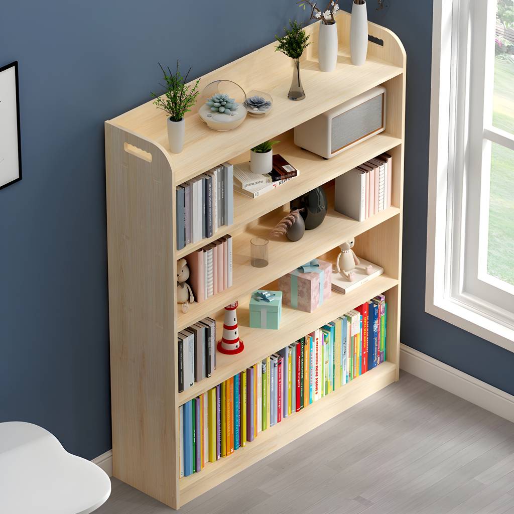 10.6" D Solid Wood Bookshelf Modern Open Storage Bookcase with Multi Shelves | Auvris