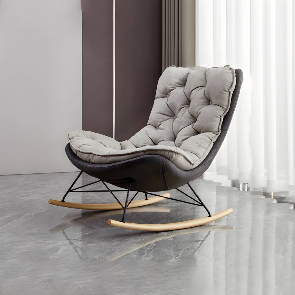 37.4" x 41.3" x 35.4" Rocker Chair Suede and Metal with Seat Cushion Rocker Wingback | Auvris