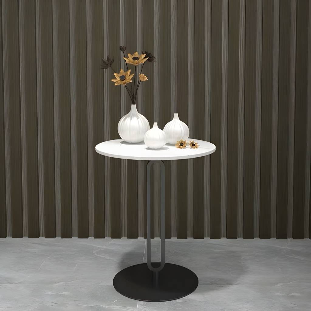 1 Round Slate Pedestal Side Table Modern Minimalist Side Table | Auvris