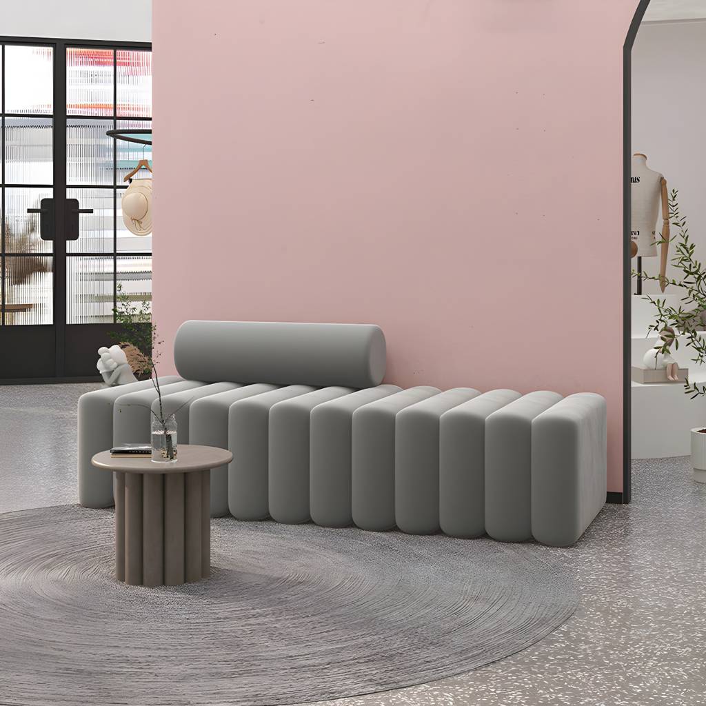 16.92" High Velvet Standard Sofa Contemporary Armless Sofa for Living Room | Auvris