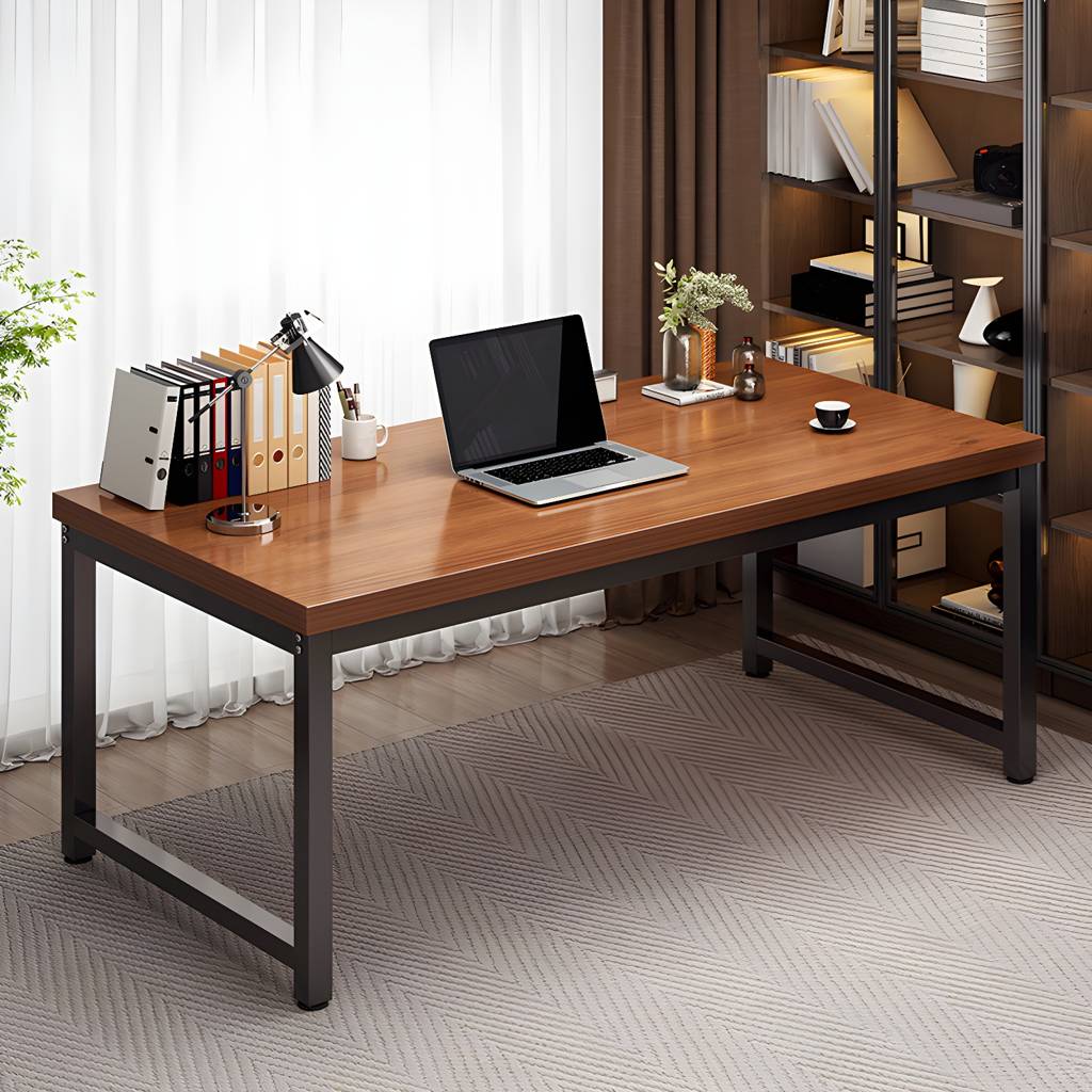 23.5" W Wooden Office Desk Modern Writing Desk with H-shape Base | Auvris