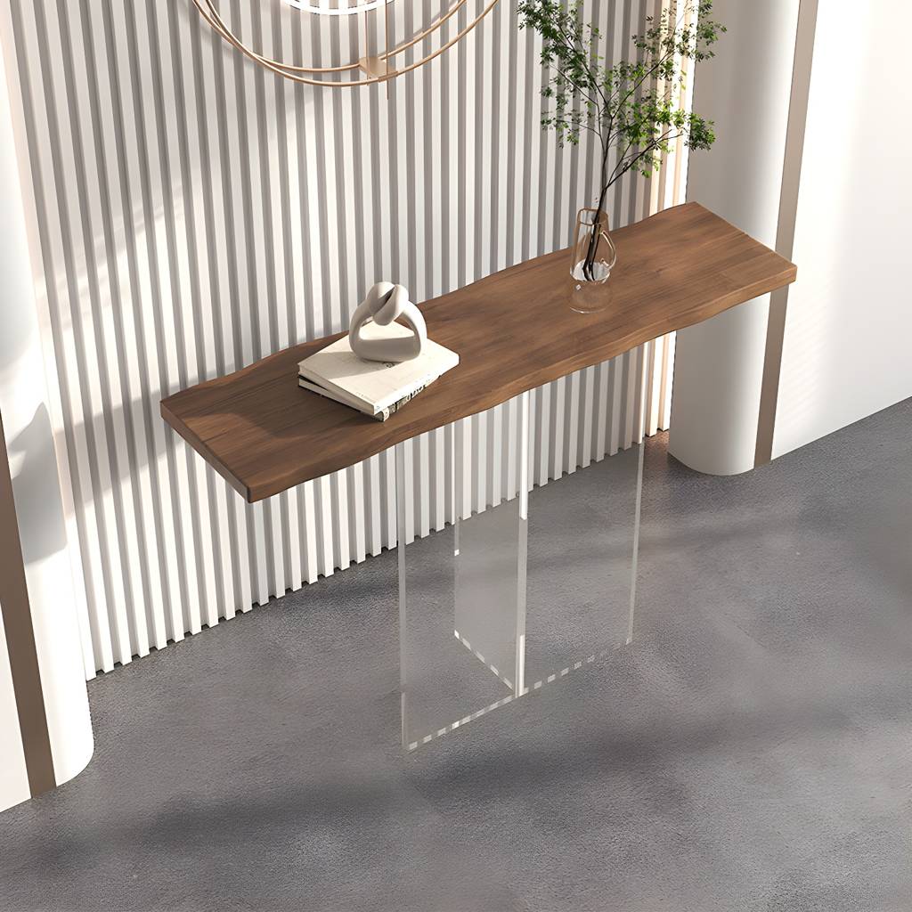 11.8" W Console Table Rectangle Contemporary Solid Wood End Table | Auvris