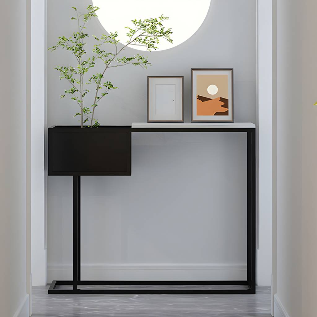 11.8" W Console Table Rectangle Contemporary Metal End Table | Auvris