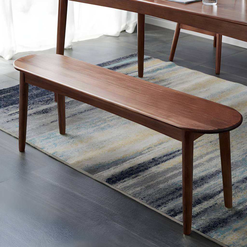 11.8" Wide Modern Seating Bench Solid Wood Oval Bench with Legs | Auvris