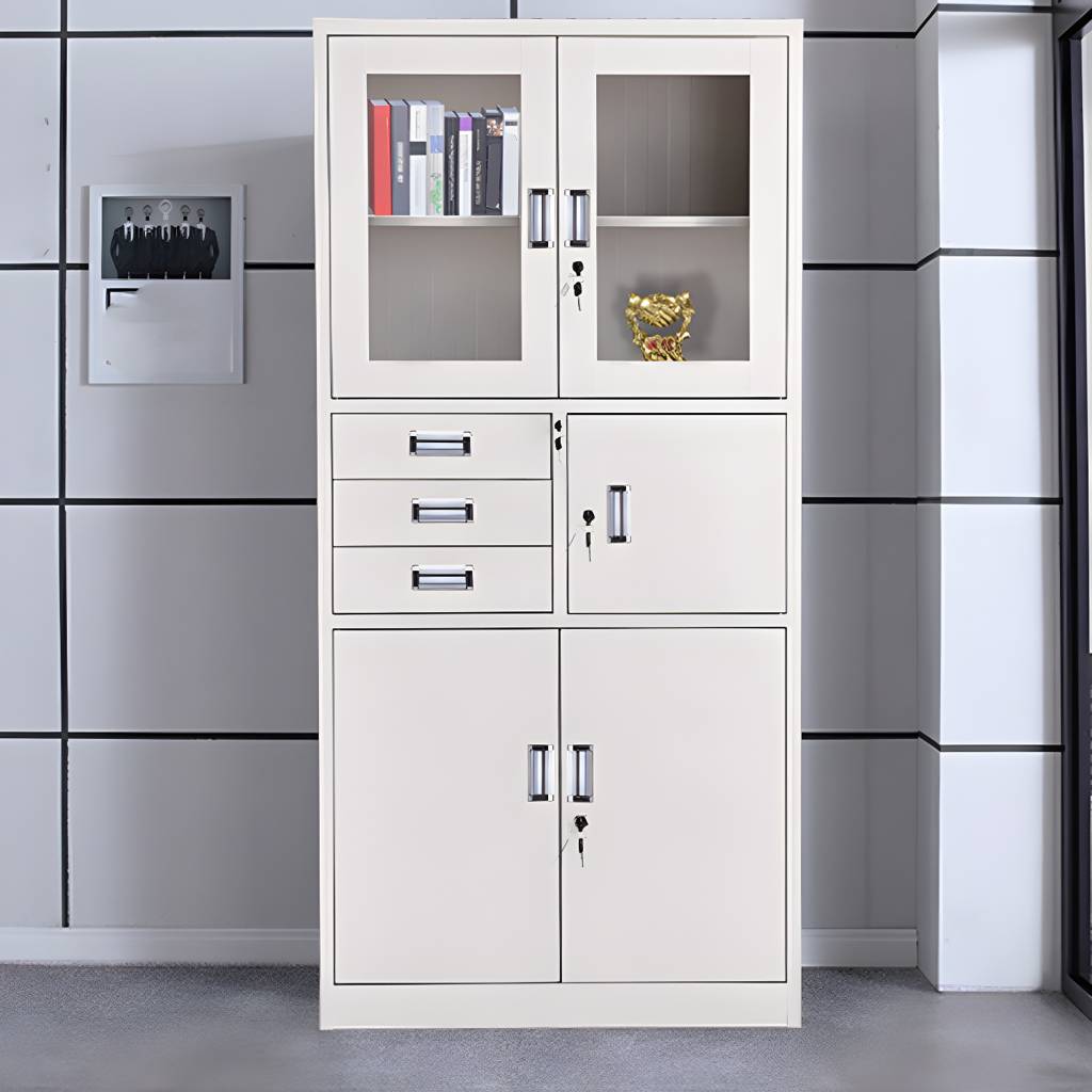 Contemporary File Cabinets Metal Frame Solid Color Vertical File Cabinet with Key Lock | Auvris