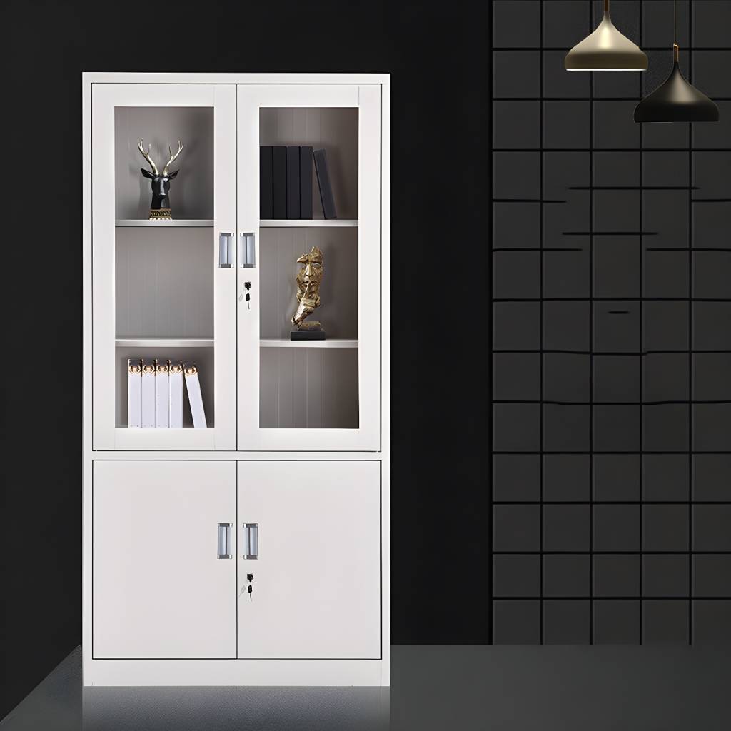 Contemporary File Cabinets Metal Frame Fireproof Vertical File Cabinet with Key Lock | Auvris