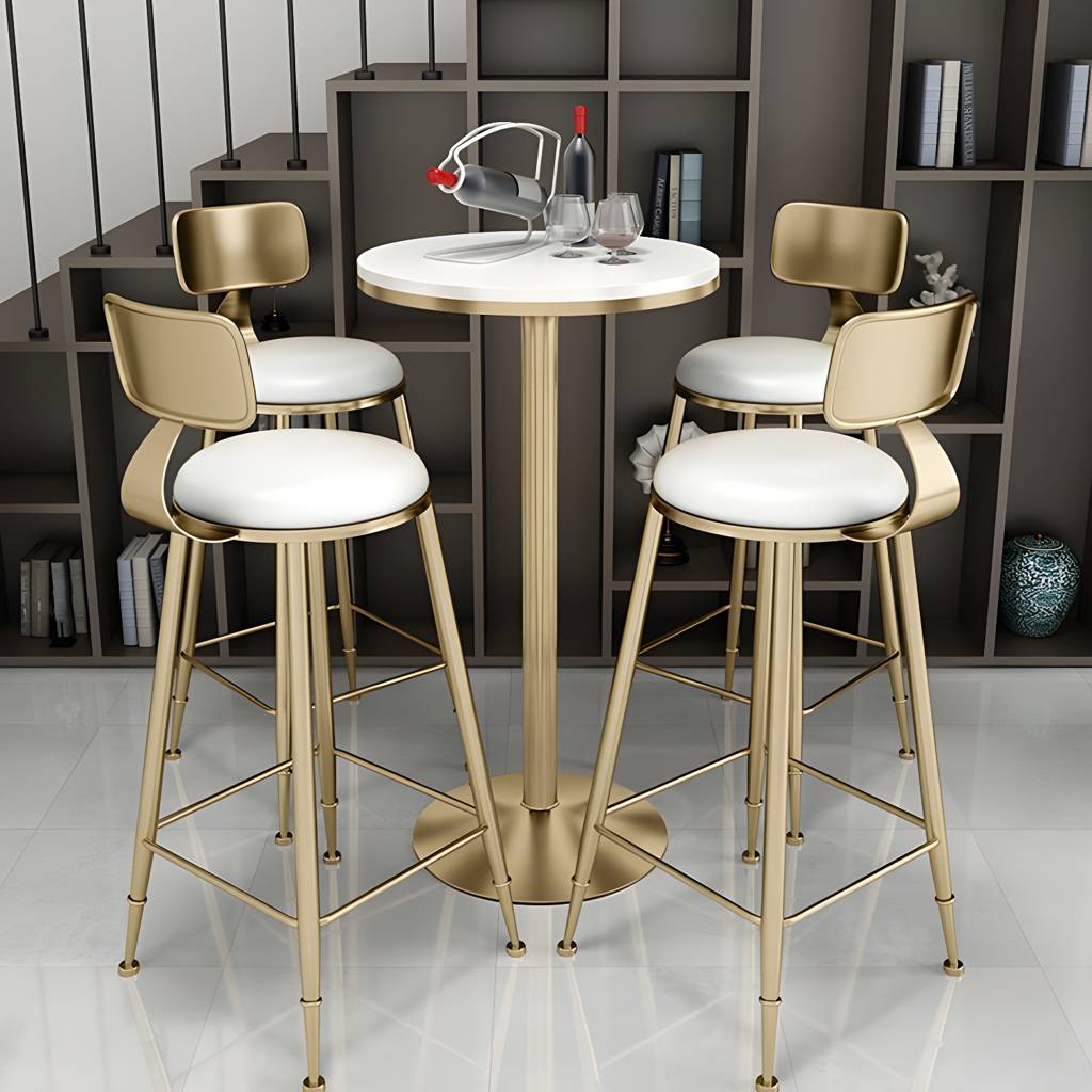 41.3"H Glam Style Bar Table Faux Marble Pedestal Bar Wine Table, | Auvris