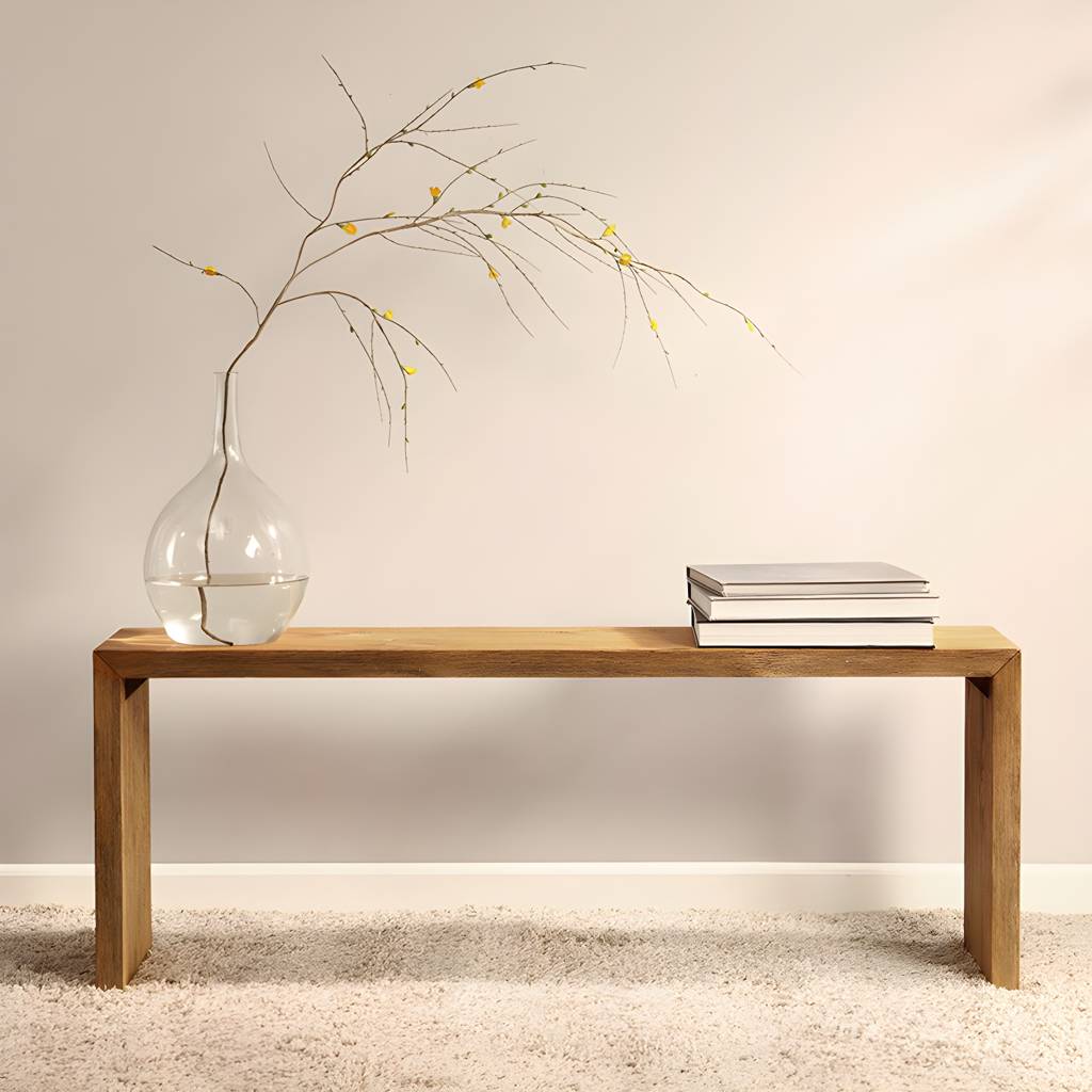 11.8" Wide Contemporary Seating Bench Solid Wood Bench with Legs | Auvris